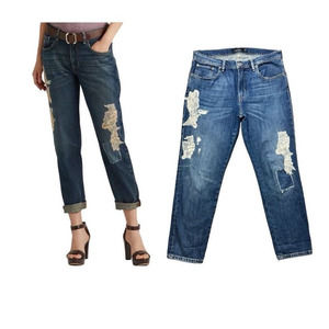 Lauren Ralph Lauren Lace Patchwork Relaxed Tapered Jeans